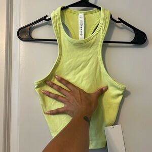 Lululemon lime green high neck racer back crop tank